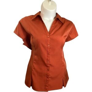 Cato Women's Terracotta Button-Down Shirt, Stretch, Plus Size 22/24 (3X)